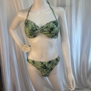 Vero Moda Green and Black Snakeskin Patterned Women's Two Piece Bikini